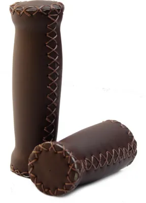 Obrázok produktu pre Kožené rukoväte - Imitácia kože - tmavohnedé s prešívaním na skrútenie