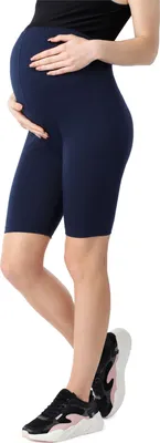 Produktbild von Be Mammy Damen Kurze Umstandsleggings aus Baumwolle BE20-285 (Dunkelblau, XXL)