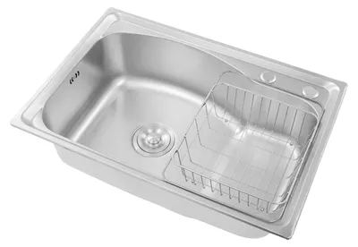 Obrázek produktu pro Dřez do kuchyně a komory – jednodřez, určený k vestavbě/podstavbě – nerezová ocel – bez baterie – s odtokovým košem a příslušenstvím – stříbrná barva