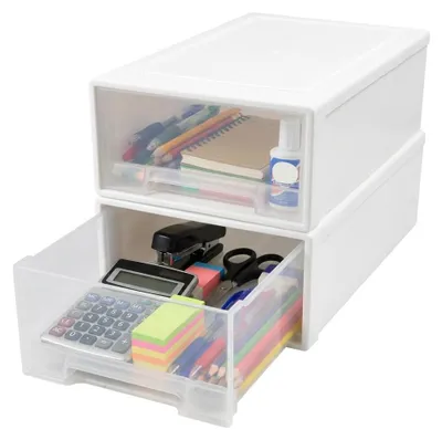 2 Aufbewahrungsboxen, durchsichtig, weiß, Kunststoff
