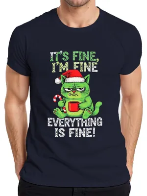 Immagine prodotto di Va bene, sto bene, tutto va bene, gatto brontolone, lustig weihnachten Maglietta per bambini, Marina, XXL