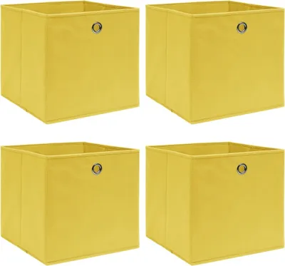 Obrázok produktu pre Úložné boxy 4 ks, žlté 32x32x32 cm, látka