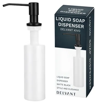 Produktbild von Spender für Spülmittel, Seife oder Geschirrspülmittel, für Spüle oder Arbeitsfläche, 350 ml, Marke Delvant Kivo, Farbe: Schwarz