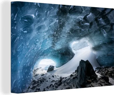 Produktbild von OneMillionCanvasses® - Leinwandbilder - 140x90 cm, Gletscherhöhle, Wandbilder Kunstdruck Wanddekoration - Foto auf Leinwand - Gemälde auf Holzrahmen
