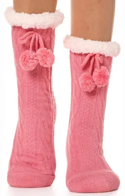 Produktbild von Kuschelsocken Damen Stoppersocken rutschfest warm Hüttensocken Ball Rosa Größe 37-43