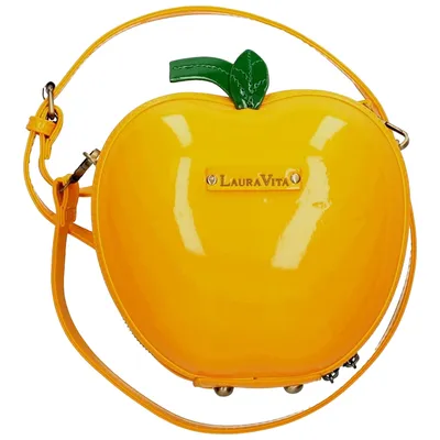 Produktbild von Laura Vita Damen Umhängetasche besondere Form außergewöhnlich Handtasche Pomme, Farbe:Gelb
