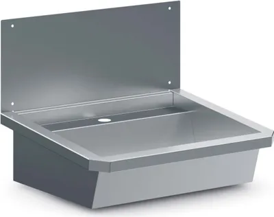 Produktbild von CHEFGASTRO Edelstahl Waschbecken mit 1 Ablasshahn, Ablaufstopden & Schutzwand HxBxT 43,8x60x46,8cm