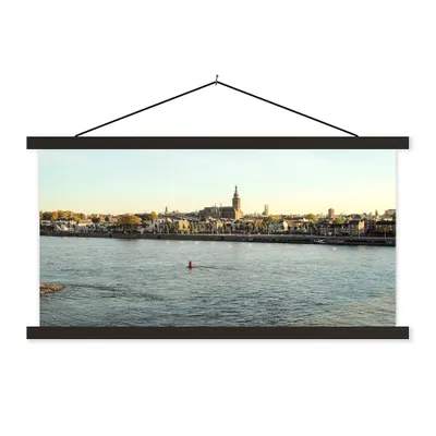 Produktbild von MuchoWow® Textilposter Wasser - Nijmegen - Waal 90x45 cm mit schwarzem Rahmen - Klemmleisten
