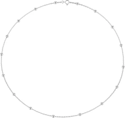 Produktbild von Damenkette Choker, 925 Sterling Silber, Silber Ball Chain mit Perle, für legere und formelle Anlässe