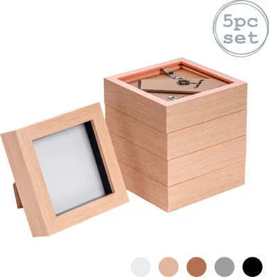 Produktbild von 4x4 Fotorahmen Bilderrahmen in heller Holzoptik - stehend und hängend x5
