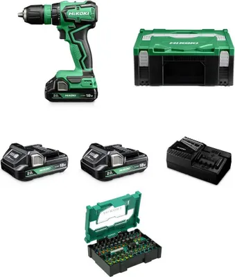 Produktbild von HiKoKi Akku-Bohrschrauber DS18DDQWQZ + Bit-Box 60-teilig + Akkus + Ladegerät