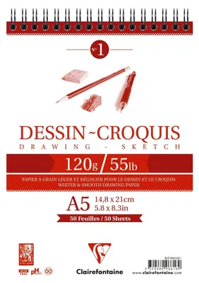 Image de Clairefontaine Bloc de croquis "Dessin - Esquisse" DIN A5 120 g/qm 50 feuilles