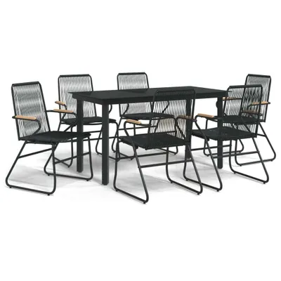 Image de vidaXL Ensemble de jardin 7 pièces noir rotin PVC