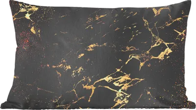 Produktbild von MuchoWow® Zierkissen Sofakissen Wohnzimmer Dekokissen 50x30 cm Marmoroptik - Schwarz - Gold - Wohnzimmerdekoration - Polster mit Photo