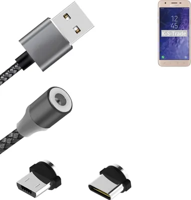 Produktbild von K-S-Trade Hochwertiges Magnet-Lade-kabel Sync-Kabel Daten-Kabel für Samsung Galaxy J3 Star mit USB-Typ-C-Anschluss und Micro-USB-Anschluss 2A bis zu