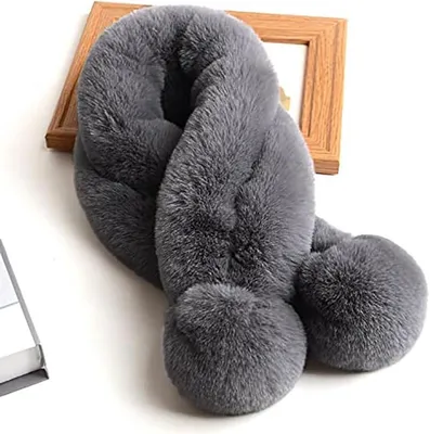 Cosensi- Schal Damen Weich - Plüsch Schal - Winter/Halstuch - Kunstfell - 11 cm x 70 cm - Warm und Wollig