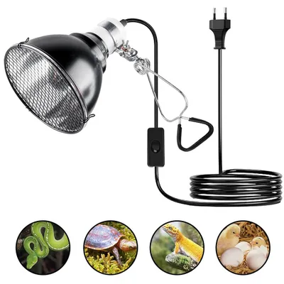 Produktbild von 200W Reptilien Wärmelampe mit Lampenschirm UVA UVB , Reptilien-Zuchtlampe E27 für Terrarium Brooder Reptilien, Schildkröten, Eidechsen, Schlangen