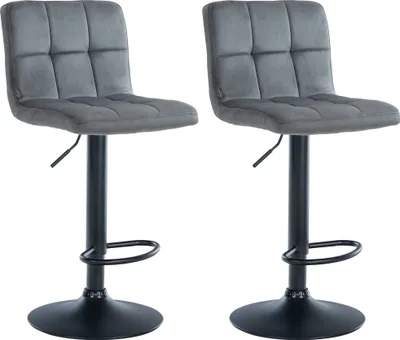 Produktbild von 2er Set Barhocker HLO-CP289 Samt schwarz dunkelgrau