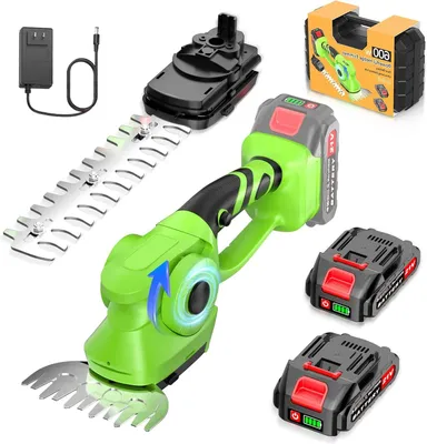 Produktbild von 2-in-1 Akku-Heckenschere und Grasschere - Elektrischer Gartentrimmer - Kabellos - Mit Wiederaufladbarem Akku