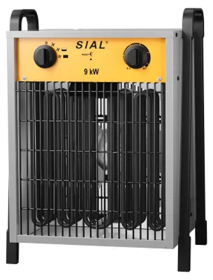 Produktbild von SIAL Elektro-Heißluftheizer 9000 W, 55 m², Baustellen-Heizgerät mit Thermostat, Silber - Für Garage, Keller, Atelier