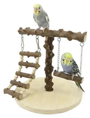 Produktbild von Vogel Spielplatz Holz mit Leiter und Schaukel für Wellensittich Nymphensittich Papagei 22 x 22 x 21,5 cm