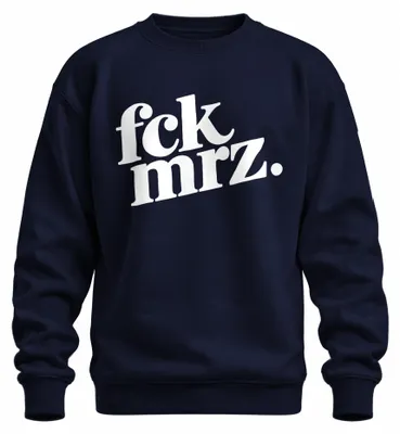 Zdjęcie produktu dla Bluza z nadrukiem, napis: "fck mrz. Politik Protest Deutschland", sarkastyczny, kolor granatowy, rozmiar XL