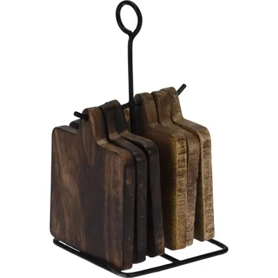 Produktbild von 6 Brettchen Untersetzer Bretter Holzbrett Brett Holz Holzbrettchen mit Ständer