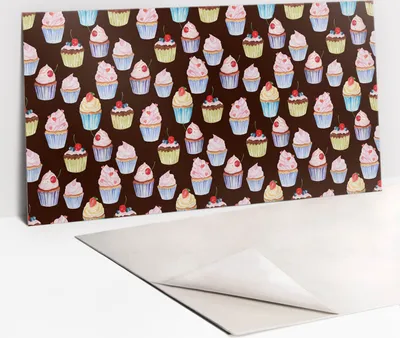Produktbild von PVC-Wandschutz für die Küche - Stilvoller Schutz für Ihre Wände 100 x 50 Cupcakes zeichnen