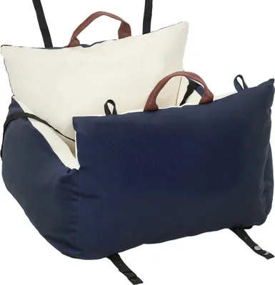 Obrázok produktu pre Autosedačka pre domáce zvieratá, 2 popruhy, prateľné poťahy, <5 kg, modrá