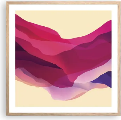 Produktbild von Gerahmtes Poster - Rahmen in heller Eiche - Abstraktion Berge Rosa - 60x60 cm - Wand Bild - Wanddeko - Wandbilder - Wandposter - Bilderrahmen - Bilder - Kunstdruck - Wandbild - P2NAC60x60-4288