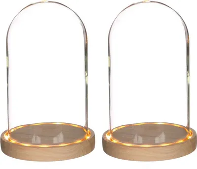 Obrázok produktu pre 2 osvetlené sklenené zvony 21,5 cm x Ø 14 cm