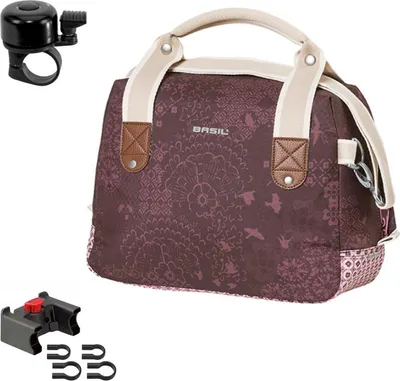 Productafbeelding van Basil Bohème fietstas - Zadel- of bagagedrager tas - 8 liter - Rood, inclusief bevestigingsmateriaal en fietsbel