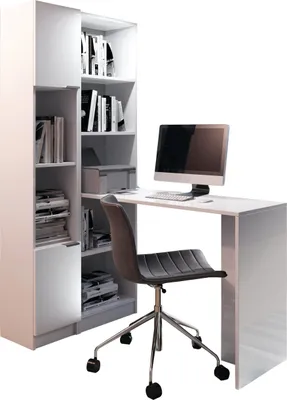 Image de KIER FURNITURE Bureau classique B-1 avec étagère - 125 x 183 x 50 cm Blanc
