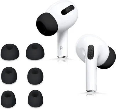 Obrázok produktu pre Go Go Gadget – 6 ochranných krytov – vhodné pre Apple AirPods Pro 2/Pro 1 – náhradné slúchadlá – silikón – čierna farba – 3 veľkosti