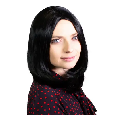 Obrázek produktu pro hair2heart Paruka Dlouhý Bob Syntetické vlasy Dámská paruka - černá 35cm 140g