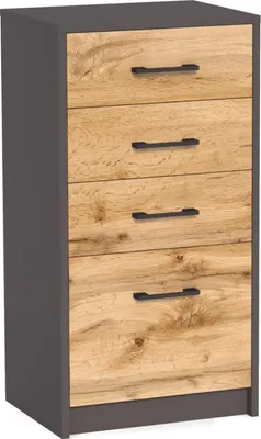 Produktbild von Komoda z wąskimi szufladami IBOJA - grafit / dąb wotan