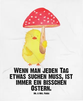 Produktbild von Mr. & Mrs. Panda Erstlingsdecke Küken Fliegenpilz - Weiß - Geschenk, Ostergrüße, Kuschelplaid, Kinderdecke, Frohe Ostern, Glückspilz, Schlummerdecke, Plaid