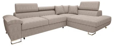 Produktbild von MIRJAN24 Ecksofa Cotere Cord, L-Form Eckcouch mit Schlaffunktion und Bettkasten (Farbe: Poso 03, Seite: Rechts)