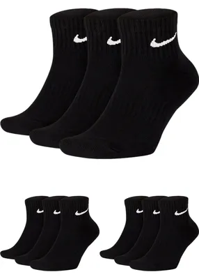 Produktbild von Nike SX7677 Socken Damen Herren Kurz Sportsocken Sparset - Größe: 42-46 - Farbe: 9 Paar schwarz