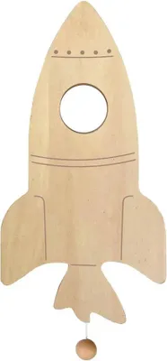 Produktbild von Hübsche Holz-Spieluhr Rakete für die Wand, Dekoartikel