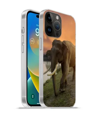 Produktbild von MuchoWow® Handyhülle Schutzhülle Hülle für Apple iPhone 14 Pro - Softcase Elefant - Wasser - Tiere - Sonnenuntergang - Natur Silikon Softcase Handy Hülle - Umschlag