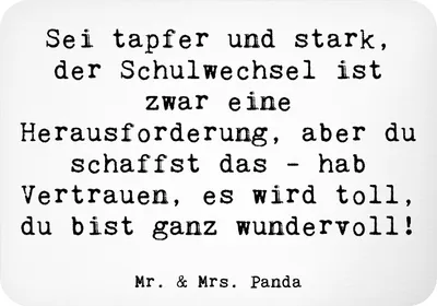 Produktbild von Mr. & Mrs. Panda magnet Spruch Einen Schulwechsel bewältigen - Weiß - Geschenk, Mutmacher, whiteboardmagnet, Vertrauem, Trost, liebevoll handgefertigt, zettelhalter