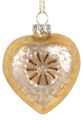 Produktbild von Clayre & Eef Weihnachtsanhänger Herz 5x3x7 cm Goldfarbig Glas