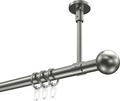 Produktbild von Interdeco Gardinenstange / Vorhangstange Edelstahl-Optik, Typ Sonette Luino (Kugel) Deckenmontage, 20 mm Ø 1-läufig, 540 cm