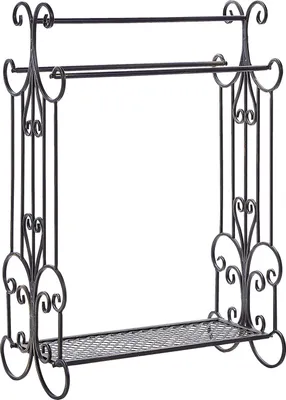 Produktbild von BELIANI Handtuchständer Schwarz aus Metall 60 x 90 cm mit 3 Stangen Antik Optik Retro Stil Badezimmer Schlafzimmer Wohnzimmer Dekoration