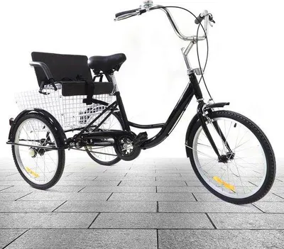 Productafbeelding van Driewieler voor volwassenen - Driewieler fiets - Boodschappen en recreatie - Inklapbare mand - 20 inch wielen - Zwart