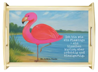 Produktbild von Mr. & Mrs. Panda betttablett Flamingo Classic Design - Weiß - Geschenk, kaffeetablett, Serviertablett, Prächtig, Spruch, Stolz, Sofa Tablett, sofatablett, Einzigartig
