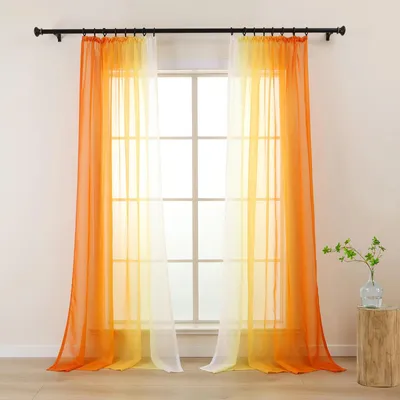 Obrázok produktu pre Záves s farebným prechodom, oranžovo-biely, 140 x 245 cm, s príklopkou, vhodný do spálne