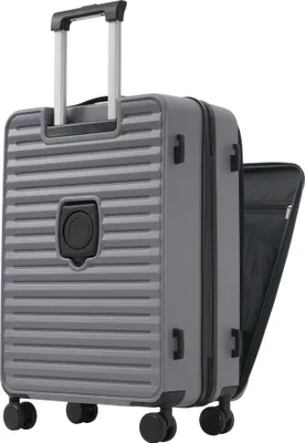 Produktbild von Flieks Kofferset Reisekofferset 3 tlg., Fronttaschen, klappbare Getränkehalter, Rollkofferset mit 4 Rollen und Schloss, Hartschale Trolley, Antikgrau