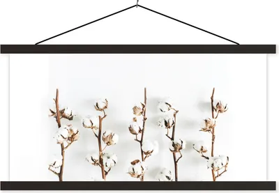 Produktbild von MuchoWow® Textilposter Baumwolle - Weiß - Natürlich 60x30 cm mit schwarzem Rahmen - Textilien